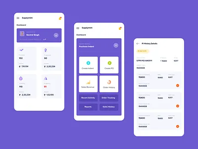 Supplymint Dashboard summary app design clean app dashboard light colors mobile dashboard purple reports ui ux