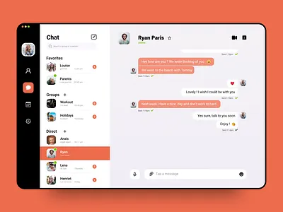 Direct Messaging App app chat dailyui design favorite group interaction interactive interface message notification send talk ui uiux userinterface ux web webdesign website