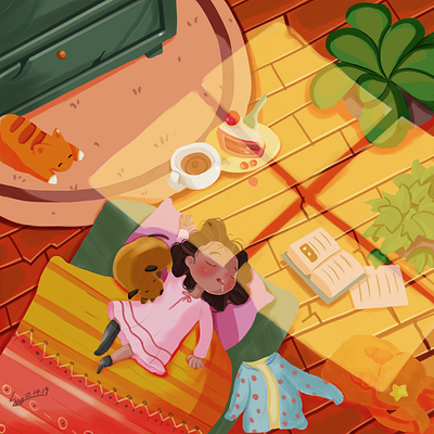 Girl in sleep gif illustration