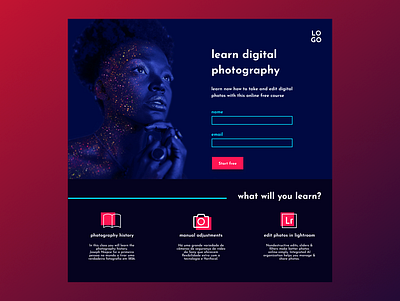 Landing Page challenge course daily daily ui dailyui dailyui 003 forms landing landing design landing page landing page design landingpage photo photography subscribe subscribe form subscription ui uidesign