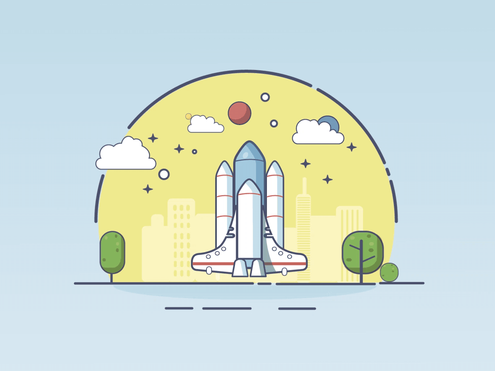 spaceship 2d animation aftereffects illustration motion graphics spaceship vector