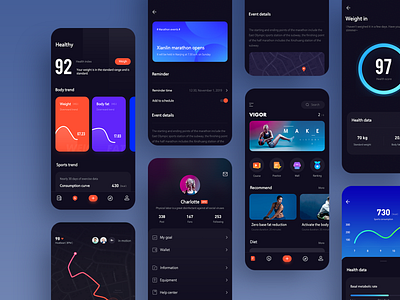 Sports fitness app dark mode design ui uidesign