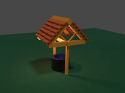 Low Poly Village well lowpoly village well