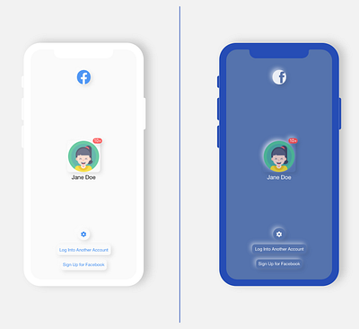 Facebook Soft UI Design adobe adobexd appdesign dailyui dark dark ui facebook light minimal minimalist mobile mobile app mobile ui neumorphic neumorphism skeumorphic softui ui uidesign uidesing