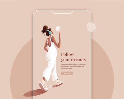 Follow Your Dreams! adobe adobe illustrator adobe xd app audiobook butterfly design dream girl graphicdesign illustration minimal music procreate ui uiux user interface ux walking webdesign