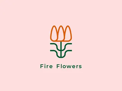 Fire Flowers artist design flat graphicdesign icon illustration illustrator logo logodesign minimal minimalism minimalist logo nature vector