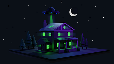 UFO house moon ufo