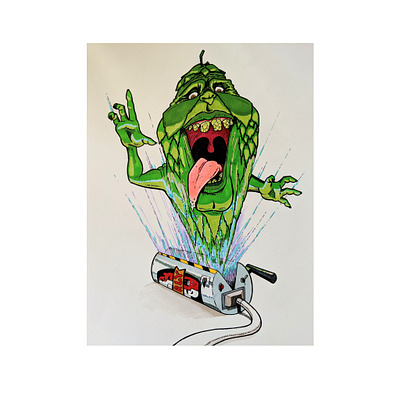 Hop Busters 90s beer art branding conceptual design drawing ghostbusters