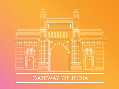 Gateway Of India Illustration architecture building city culture design flat gateway of india gradient illustration india indian culture line art minimal art monument mumbai vector