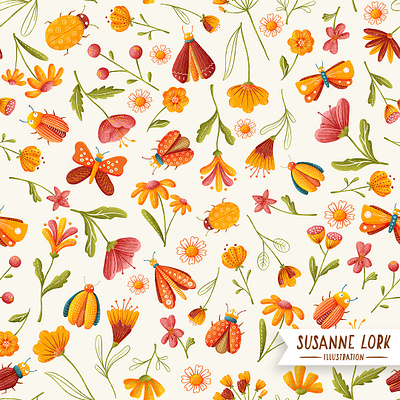 Farm flower pattern doodle doodle art fabric design farm illustration insect organic pattern pattern art pattern design patterns surface design