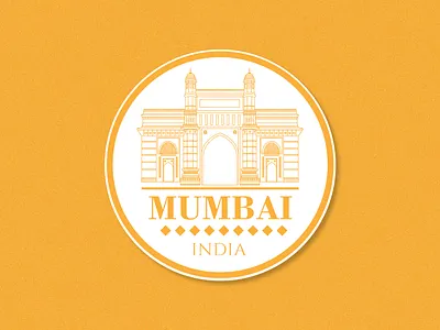 Mumbai Sticker badge city city illustration dribbble flat illustration india line art minimal minimal art monument mumbai sticker texture tourism typography vector yellow