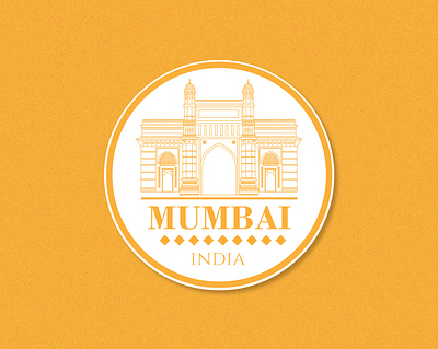 Mumbai Sticker badge city city illustration dribbble flat illustration india line art minimal minimal art monument mumbai sticker texture tourism typography vector yellow