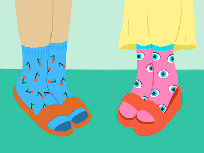 Good friend art color eye friends illustration old school people pink socks