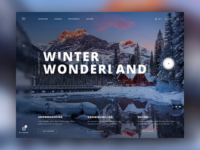 Winter Wonderland Adventure Experience Animation adventure animation clean clean ui concept dribbble experience interface landing page minimal mountain reflection snow ui ui design ux video web design website winter