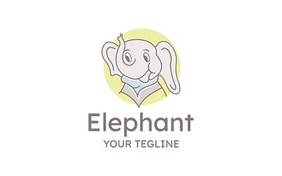 Elephant Logo Template animal animation cartoon character cute design elephant fun funny illustration kids logo