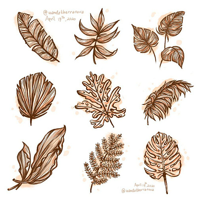 TROPICAL LEAVES PATTERN ILLUSTRATION💚🌿☀️🍃 art creative design freelance illustration illustrator natural nature pattern patterns tropical leaves
