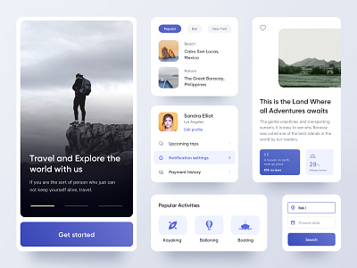 Travel App Exploration component components experience mobile places profile search splash travel ui ux