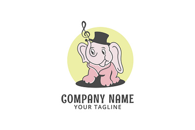 elephant musician - Logo template animal animation cartoon character characters cute design elephant fun funny illustration kids music musician notes