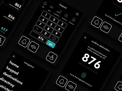 Elevator touchscreen / Lift pad design - 1,000 floor elevator biometric black blue buttons dark dark mode design elegant fingerprint interaction design luxury minimal modern night mode product design sensor sleek ui user interface ux design
