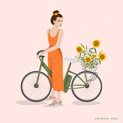 Always beautiful adobe fresco bike children book illustration digital digital illustration editorial illustration fashion flowers girl girl character girly illustration illustration art ipadpro lifestyle illustration spring