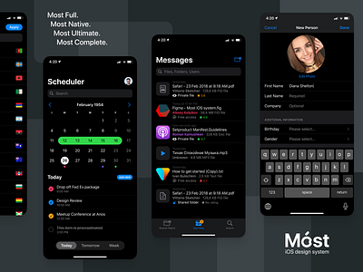 Móst iOS Design System 02 button dark design figma full interface ios iphone kit light mobile most native set system system design ui uidesign ultimate ux