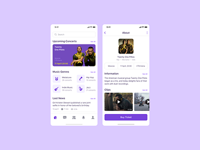 Concert Tickets App app clear clear design concept concert design dribbble interface minimal mobile popular ticket ticket app tickets top ui ux