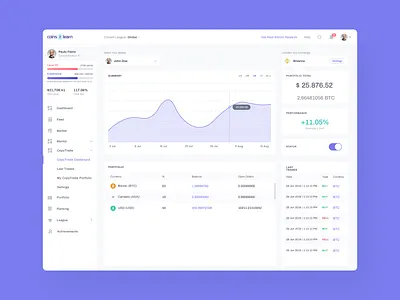 Coins2Learn - Mentor bitcoin broker crypto cryptocurrency dashboard exchange financial fintech ui ux
