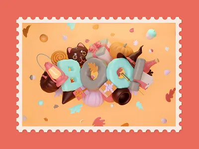 Old meets new — halloween 3d 3d art 3d illustration art blender cat collage design digital art halloween illustration postcard render spooky