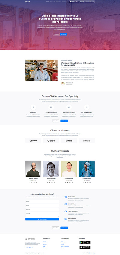 Free bootstrap landing page design for your awesome business bootstrap template bootstraplily free bootstrap template free download free landing page free website free website template