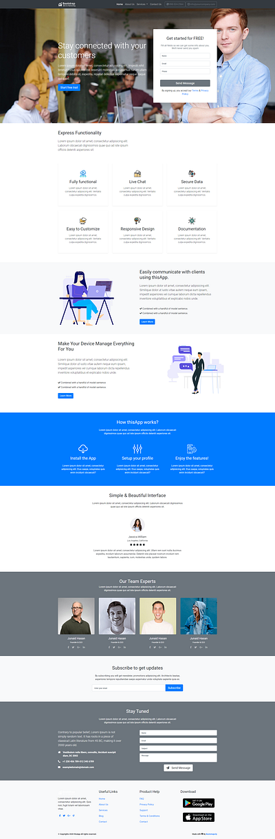 Bootstrap landing page design for your next web project bootstrap template bootstraplily free bootstrap template free landing page free template free website free website template freebie