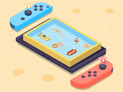 Nintendo beach beach design designers digital art dribbble dribbblers holiday illustration illustrator isometric isometric design isometric illustration nintendo nintendo switch switch vector