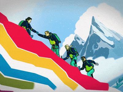 Path on a rainbow 2d animation after effects animation campfire camping character animation conceptual design illustration journey motion graphics mountaineering outdoor rainbow starry night