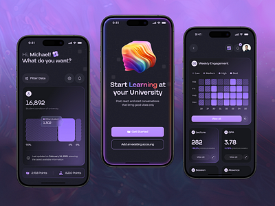 Sapphire - Dashboard LMS Mobile ai ai sphere automation branding dark mode dasboard deel design emura illustration learning mobile saas ui uiux ux virtual web web app website