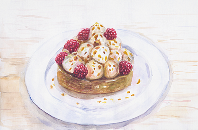 watercolor pistachio cake design dribbble illustration rasberry water watercolor