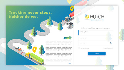 hutch systems animation design login page trucking typogaphy ui ux vector vectorart webdesign