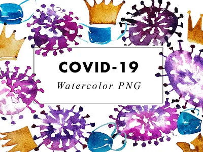 Watercolor Coronavirus illustrations clipart cliparts confination corona virus coronavirus covid covid 19 covid 19 covid19 creative market creativemarket lockdown mask pandemia stayhome virus watercolor watercolor illustration watercolor painting watercolors