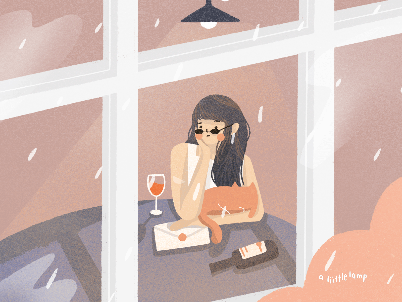 The Delayed Letter. gif illustration photoshop procreate raining wine