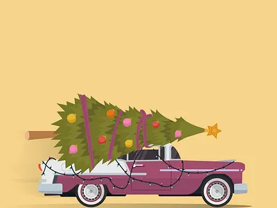 Christmas Car car christmas christmas tree colors illustration vintage