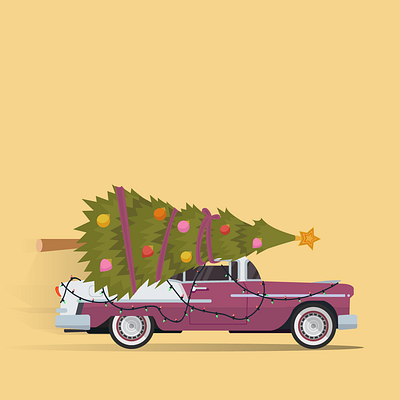 Christmas Car car christmas christmas tree colors illustration vintage