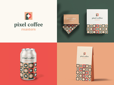 Pixel Coffee Roasters - Branding abstract branding clever coffee drink flat icon identity letter logo mark minimal package pattern pixel roaster typeface