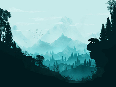 Lanscape 3 fog forest illustration mountain photoshop wildlife