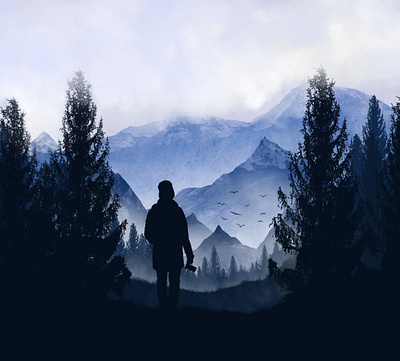 Landscape 1 fog illustration landscape mountain paint painting painting brushes photoshop view