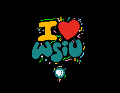 I Love WSIU clientwork confetti custom lettering digital art digitalart hand drawn itsjerryokolo jerryokolo kids lettering logo designer logotype npr pbs procreate radio typography wsiu