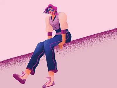 Chilling chilling girl illustration retro texture