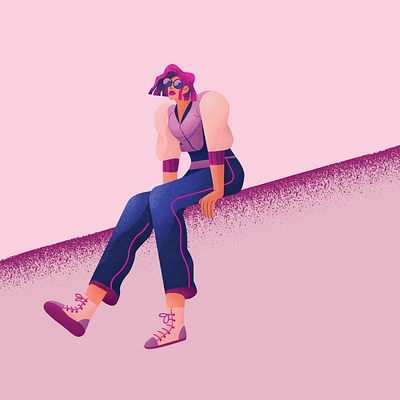 Chilling chilling girl illustration retro texture