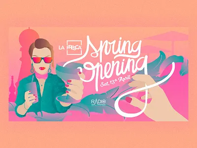 La Fresca Spring Opening drinks fashion illustration illustrator madrid party radio spring