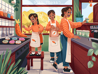 Family Business: Cafe bakery business cafe character creative illustration design design studio digital art digital illustration digital painting family graphic design illustration illustration art illustrator morning people