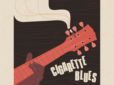 Cigarette Blues character characterdesign cigarettes graphic guitar illustration lettering music smoke texture typography vector