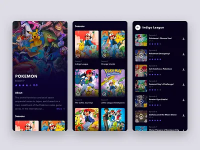 Pokemon OTT Platform amazonprime ash cartoon darkmode detailpage download episodes hulu listing netflix pikachu pokemon pokemon go ratings seasons streaming tiles title videoseason videostream