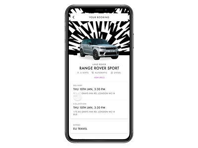 THE OUT - Car detail page automotive car rental interaction ios app design mobile app product design ui ui design